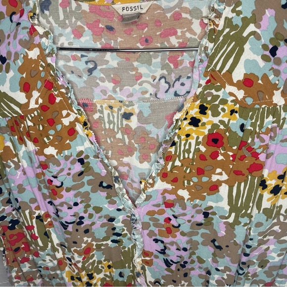 Fossil Vibrant Floral Print Bias Cut Midi Dress - Picture 6 of 8